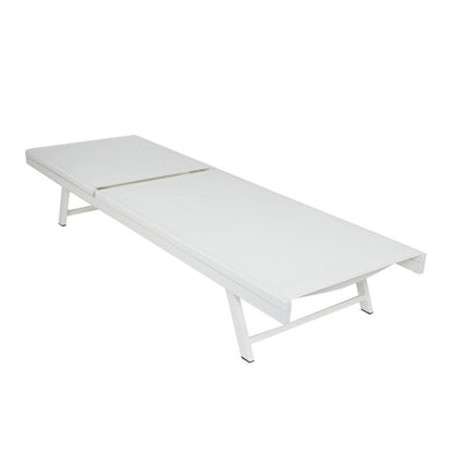 Sally Outdoor Chaise Lounge, Aluminum Frame, White Mesh Fabric 78 Inch