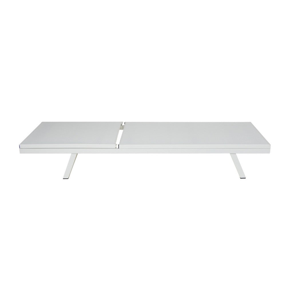 Sally Outdoor Chaise Lounge, Aluminum Frame, White Mesh Fabric 78 Inch
