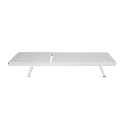 Sally Outdoor Chaise Lounge, Aluminum Frame, White Mesh Fabric 78 Inch