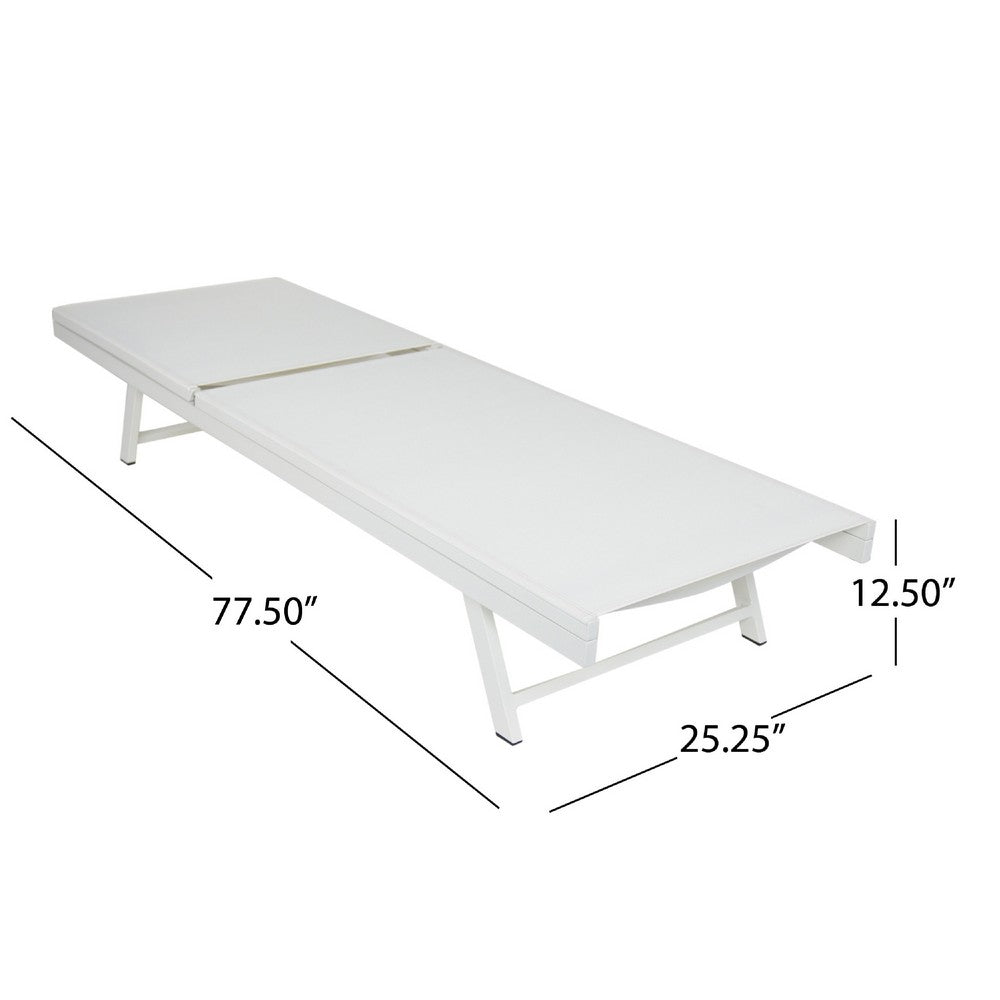 Sally Outdoor Chaise Lounge, Aluminum Frame, White Mesh Fabric 78 Inch