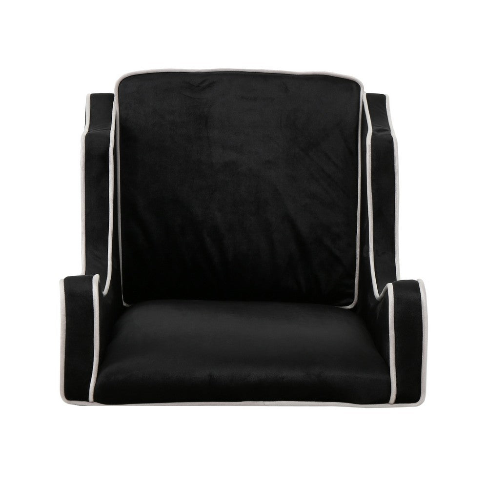 Vendy Accent Club Armchair, High Backrest, Rubberwood, Black Velvet