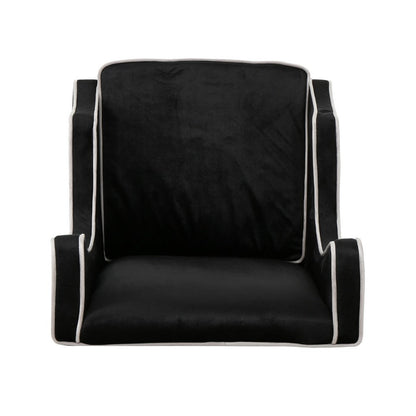 Vendy Accent Club Armchair, High Backrest, Rubberwood, Black Velvet