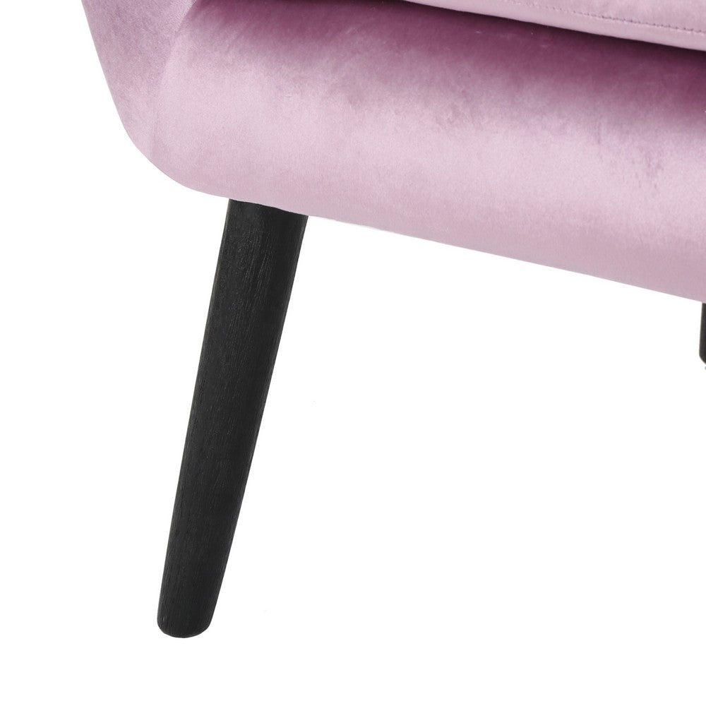 Zorro Accent Armchair, Black Angled Wood Legs, Pink Tufted Velvet
