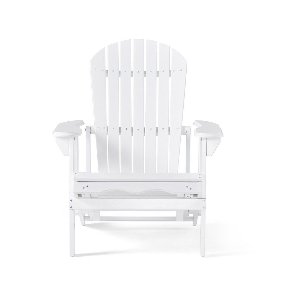 Libo Outdoor Reclining Adirondack Chair with Slanted Back, White Wood