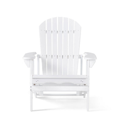 Libo Outdoor Reclining Adirondack Chair with Slanted Back, White Wood