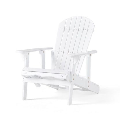 Libo Outdoor Reclining Adirondack Chair with Slanted Back, White Wood