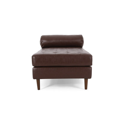Agaro Chaise Lounger, Bolster Pillow, Brown Waffle Stitched PU Leather