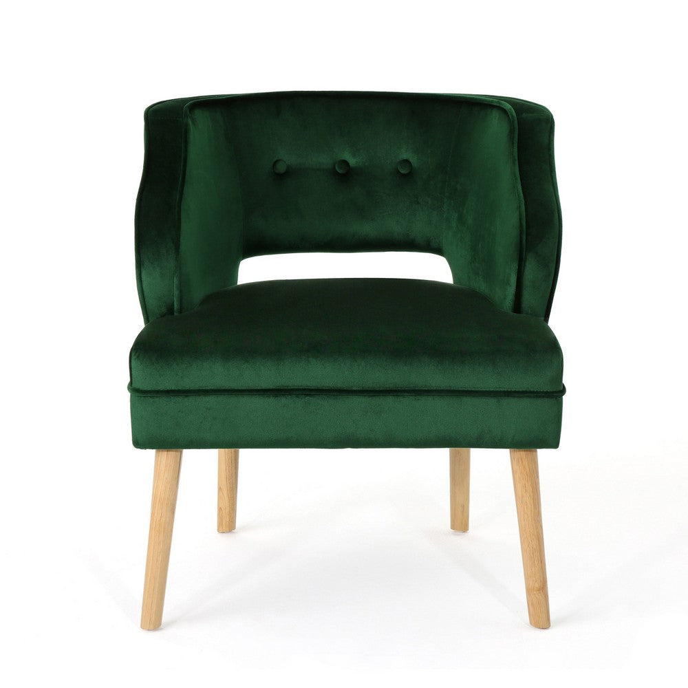 Joen Accent Armchair, Curved Back, Emerald Green Velvet