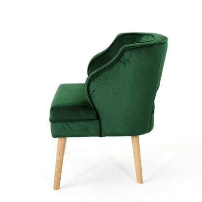 Joen Accent Armchair, Curved Back, Emerald Green Velvet