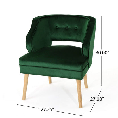 Joen Accent Armchair, Curved Back, Emerald Green Velvet