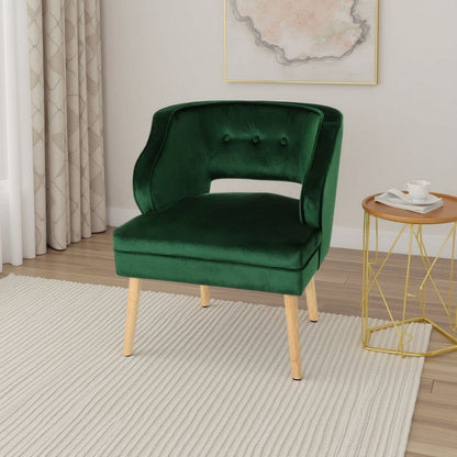 Joen Accent Armchair, Curved Back, Emerald Green Velvet