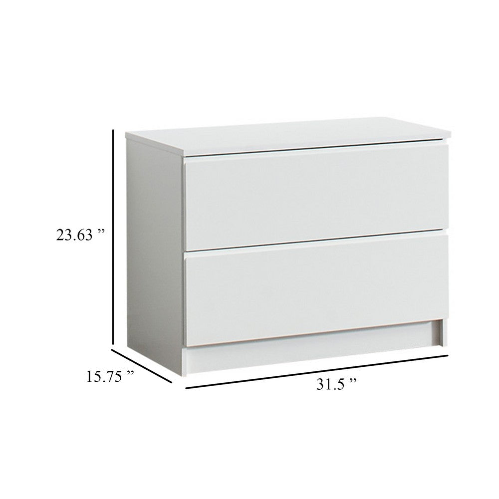Vedz Dresser Unit with 2 Drawers, Modern White Melamine Finish