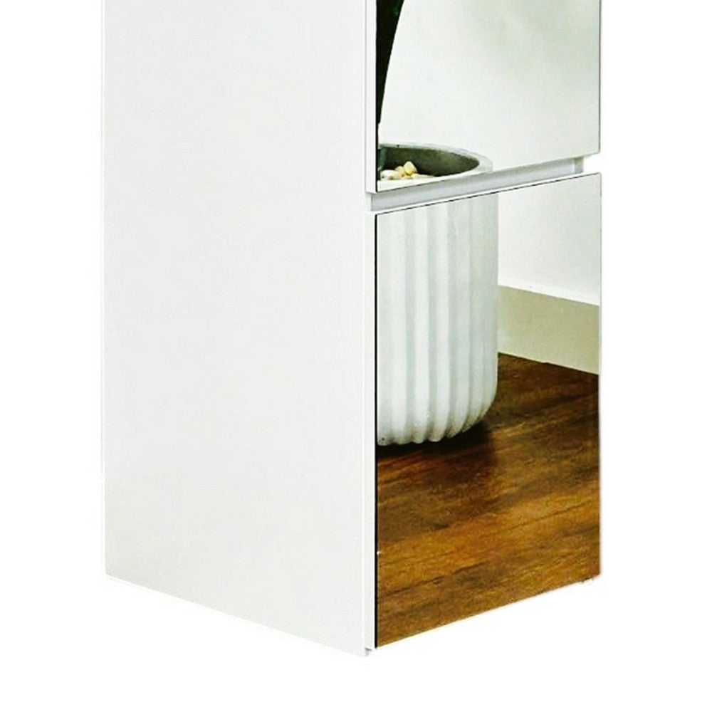 Ely Slim Closet Cabinet w Mirror, 1 Drawer, 71 Inch, White Melamine