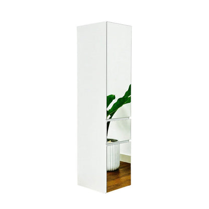 Ely Slim Closet Cabinet w Mirror, 1 Drawer, 71 Inch, White Melamine