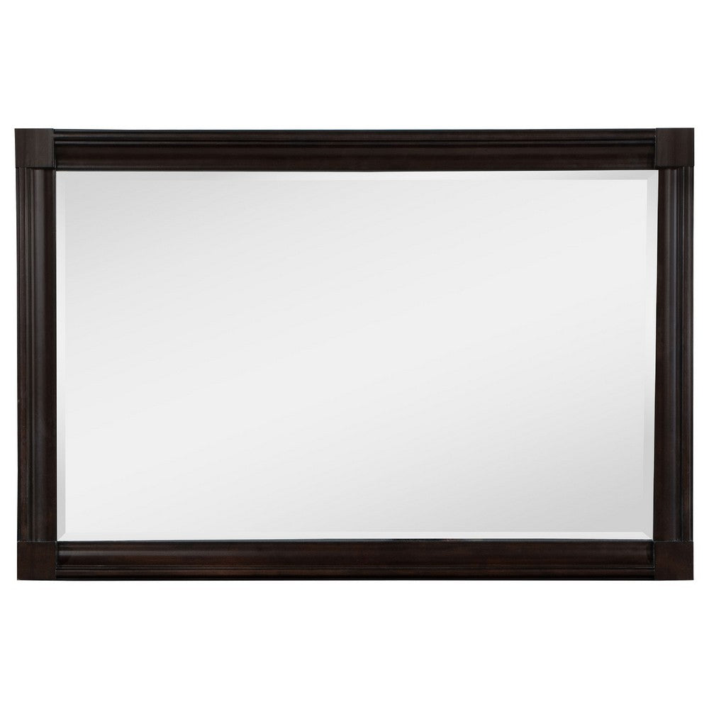 Meon Dresser Mirror, Dark Oak Brown Wood Frame, Rectangular 32 Inch