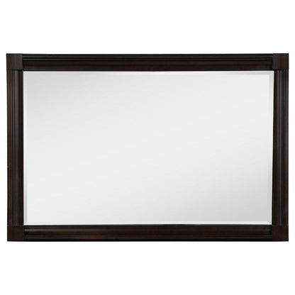Meon Dresser Mirror, Dark Oak Brown Wood Frame, Rectangular 32 Inch