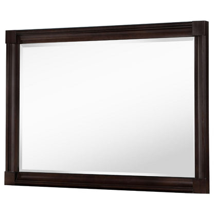 Meon Dresser Mirror, Dark Oak Brown Wood Frame, Rectangular 32 Inch