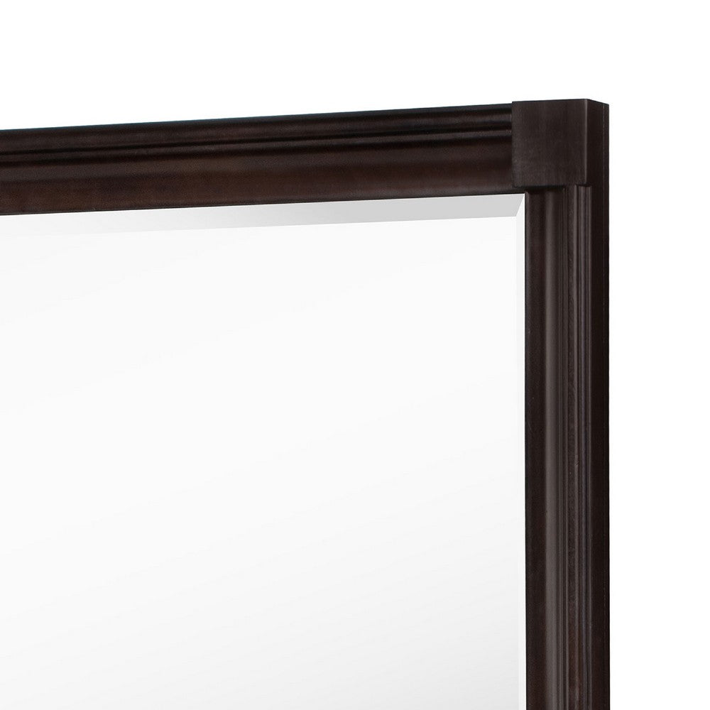 Meon Dresser Mirror, Dark Oak Brown Wood Frame, Rectangular 32 Inch