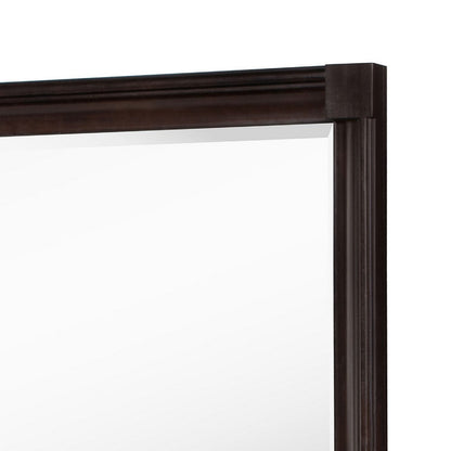 Meon Dresser Mirror, Dark Oak Brown Wood Frame, Rectangular 32 Inch