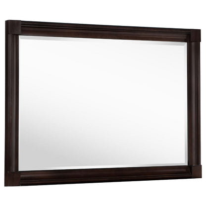 Meon Dresser Mirror, Dark Oak Brown Wood Frame, Rectangular 32 Inch