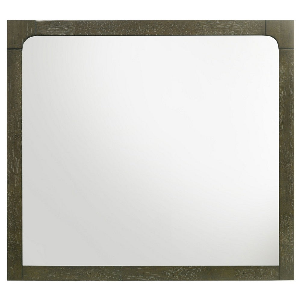 Seon Dresser Mirror, Portrait Dark Cocoa Brown Hardwood Frame, 36 Inch