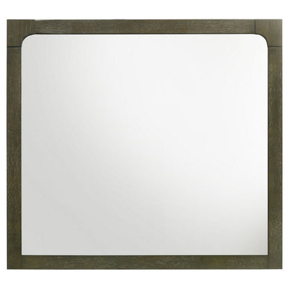 Seon Dresser Mirror, Portrait Dark Cocoa Brown Hardwood Frame, 36 Inch