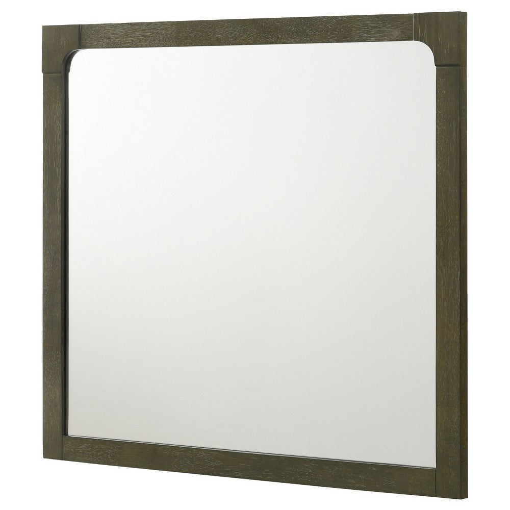 Seon Dresser Mirror, Portrait Dark Cocoa Brown Hardwood Frame, 36 Inch