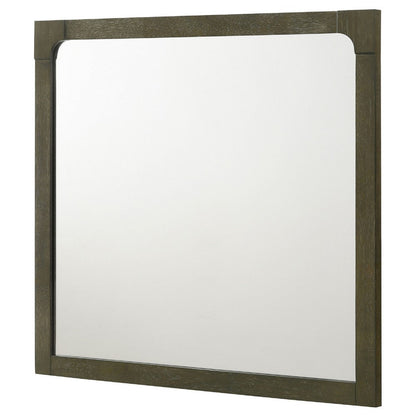 Seon Dresser Mirror, Portrait Dark Cocoa Brown Hardwood Frame, 36 Inch
