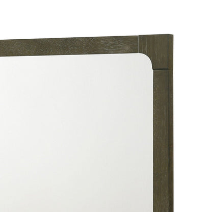 Seon Dresser Mirror, Portrait Dark Cocoa Brown Hardwood Frame, 36 Inch