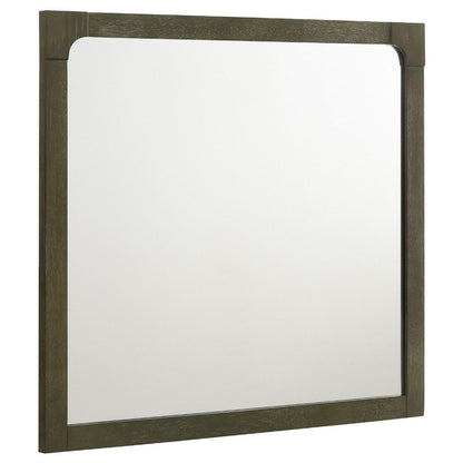 Seon Dresser Mirror, Portrait Dark Cocoa Brown Hardwood Frame, 36 Inch