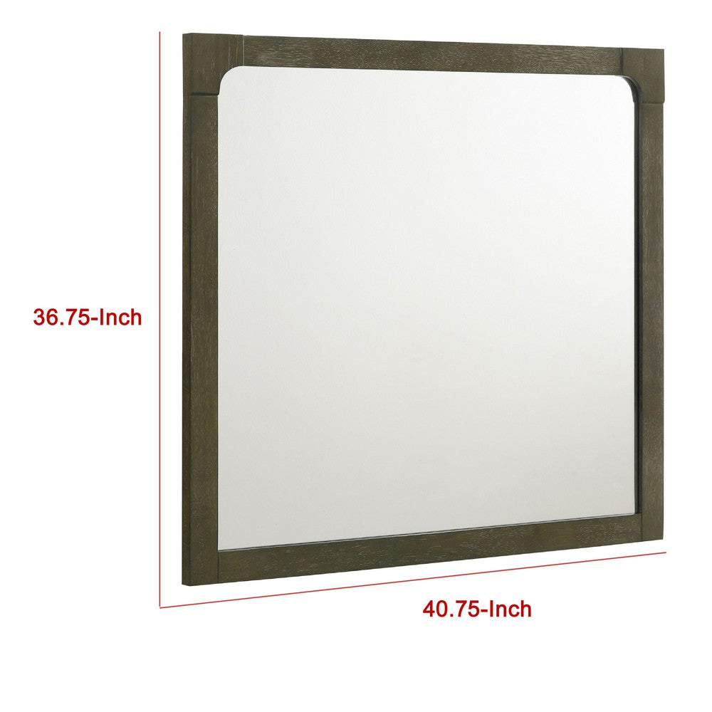 Seon Dresser Mirror, Portrait Dark Cocoa Brown Hardwood Frame, 36 Inch