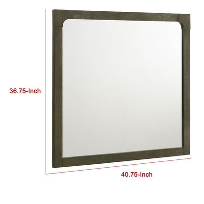 Seon Dresser Mirror, Portrait Dark Cocoa Brown Hardwood Frame, 36 Inch