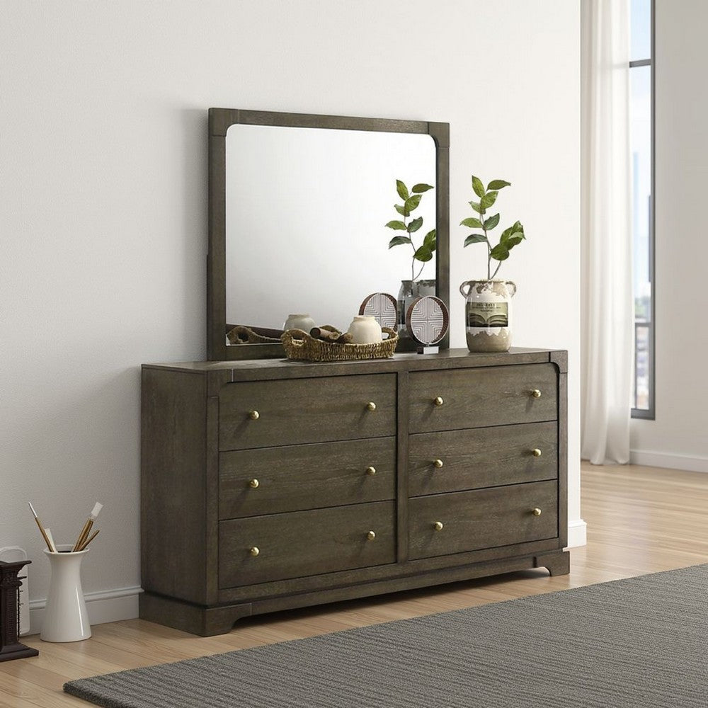 Seon Dresser Mirror, Portrait Dark Cocoa Brown Hardwood Frame, 36 Inch