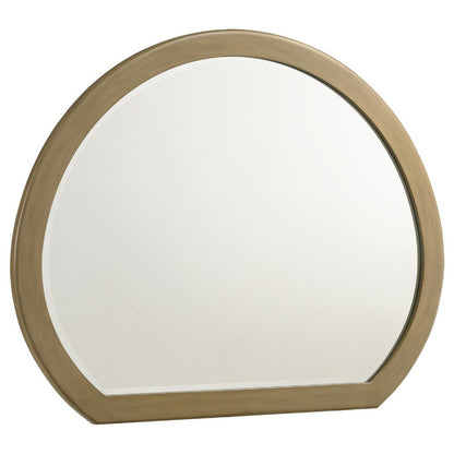 Heon Dresser Mirror, Natural Brown Wood, Subtle Rounded Shape, 38 Inch