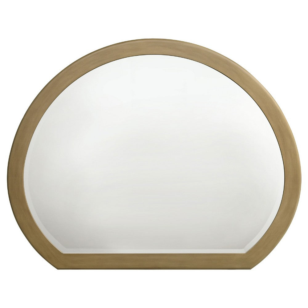 Heon Dresser Mirror, Natural Brown Wood, Subtle Rounded Shape, 38 Inch