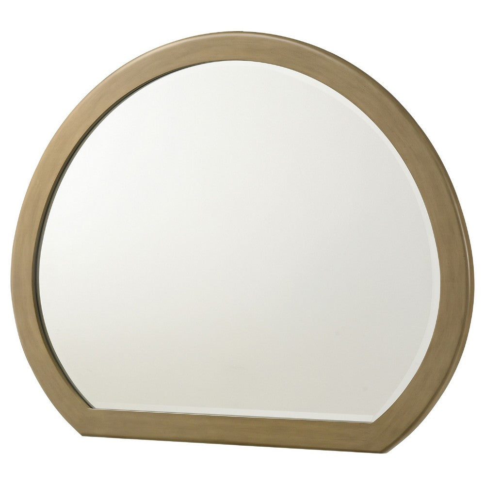 Heon Dresser Mirror, Natural Brown Wood, Subtle Rounded Shape, 38 Inch