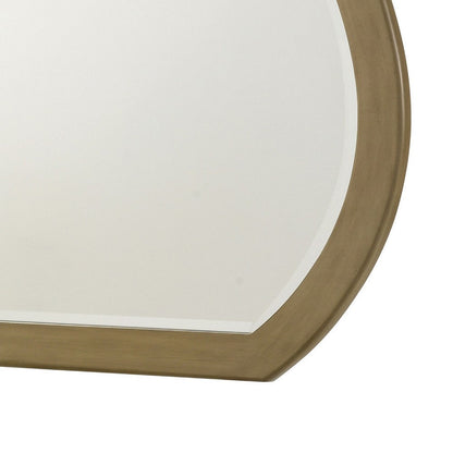 Heon Dresser Mirror, Natural Brown Wood, Subtle Rounded Shape, 38 Inch