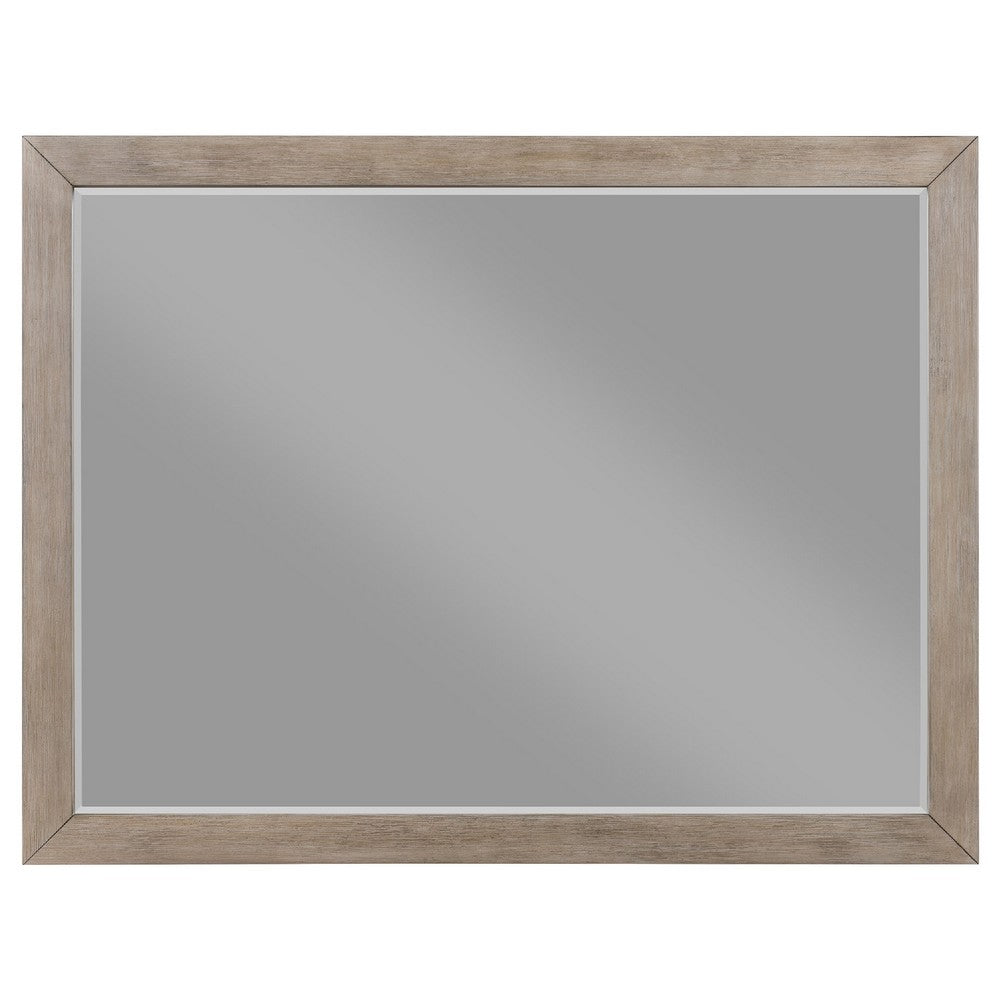 Keno Dresser Mirror, Sturdy Barley Brown Wood Frame, 33 Inch