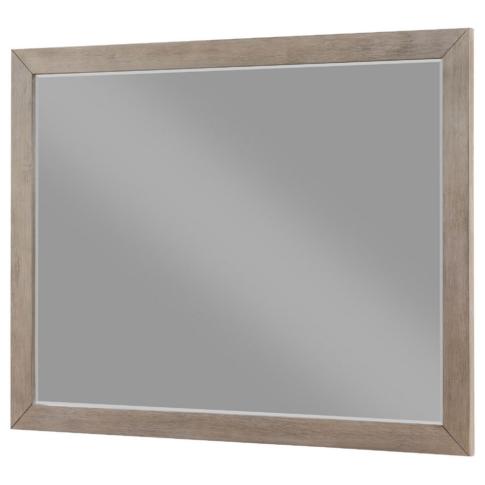 Keno Dresser Mirror, Sturdy Barley Brown Wood Frame, 33 Inch