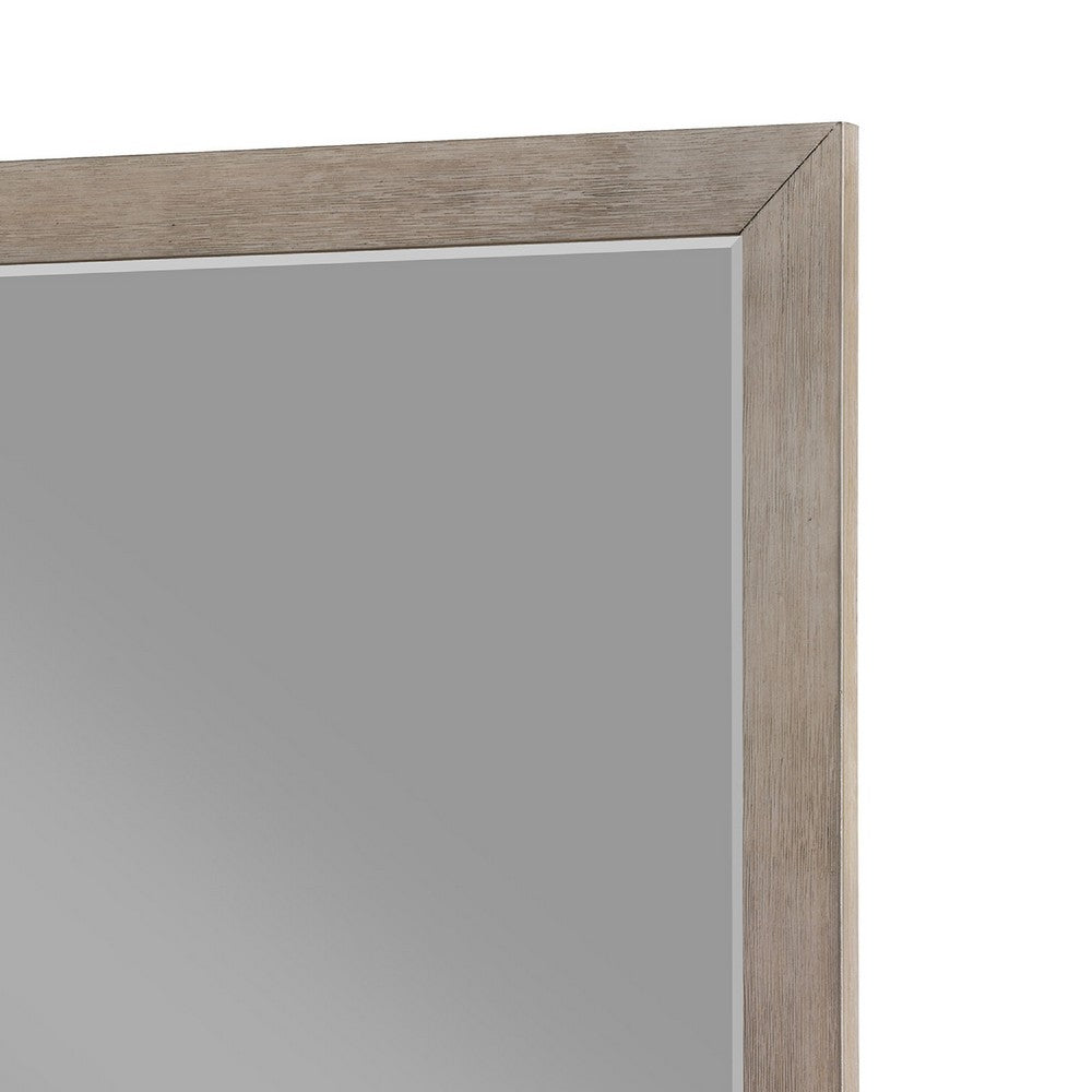 Keno Dresser Mirror, Sturdy Barley Brown Wood Frame, 33 Inch
