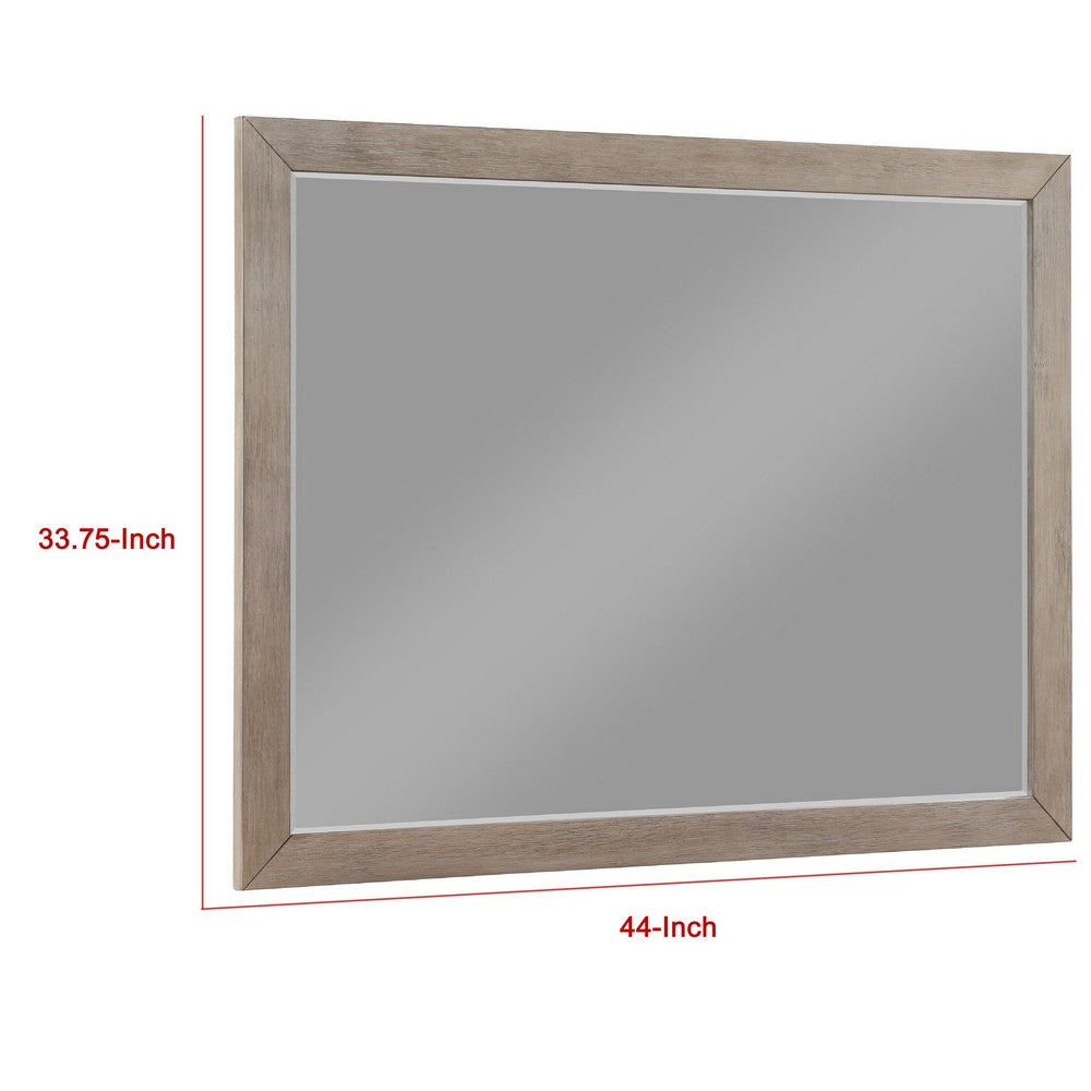 Keno Dresser Mirror, Sturdy Barley Brown Wood Frame, 33 Inch