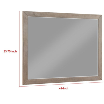Keno Dresser Mirror, Sturdy Barley Brown Wood Frame, 33 Inch