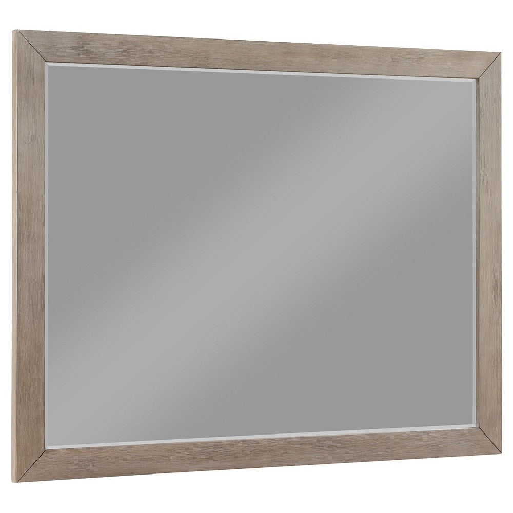 Keno Dresser Mirror, Sturdy Barley Brown Wood Frame, 33 Inch