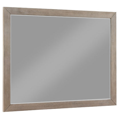 Keno Dresser Mirror, Sturdy Barley Brown Wood Frame, 33 Inch