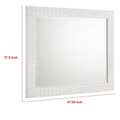 Ivon Dresser Mirror, White High Gloss Finish, Rectangular 37 Inch
