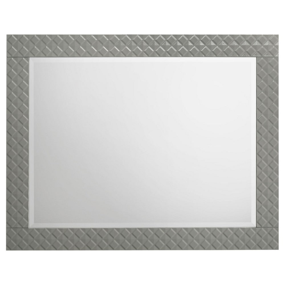 Ivon Dresser Mirror, Gray High Gloss Finish, Rectangular 37 Inch