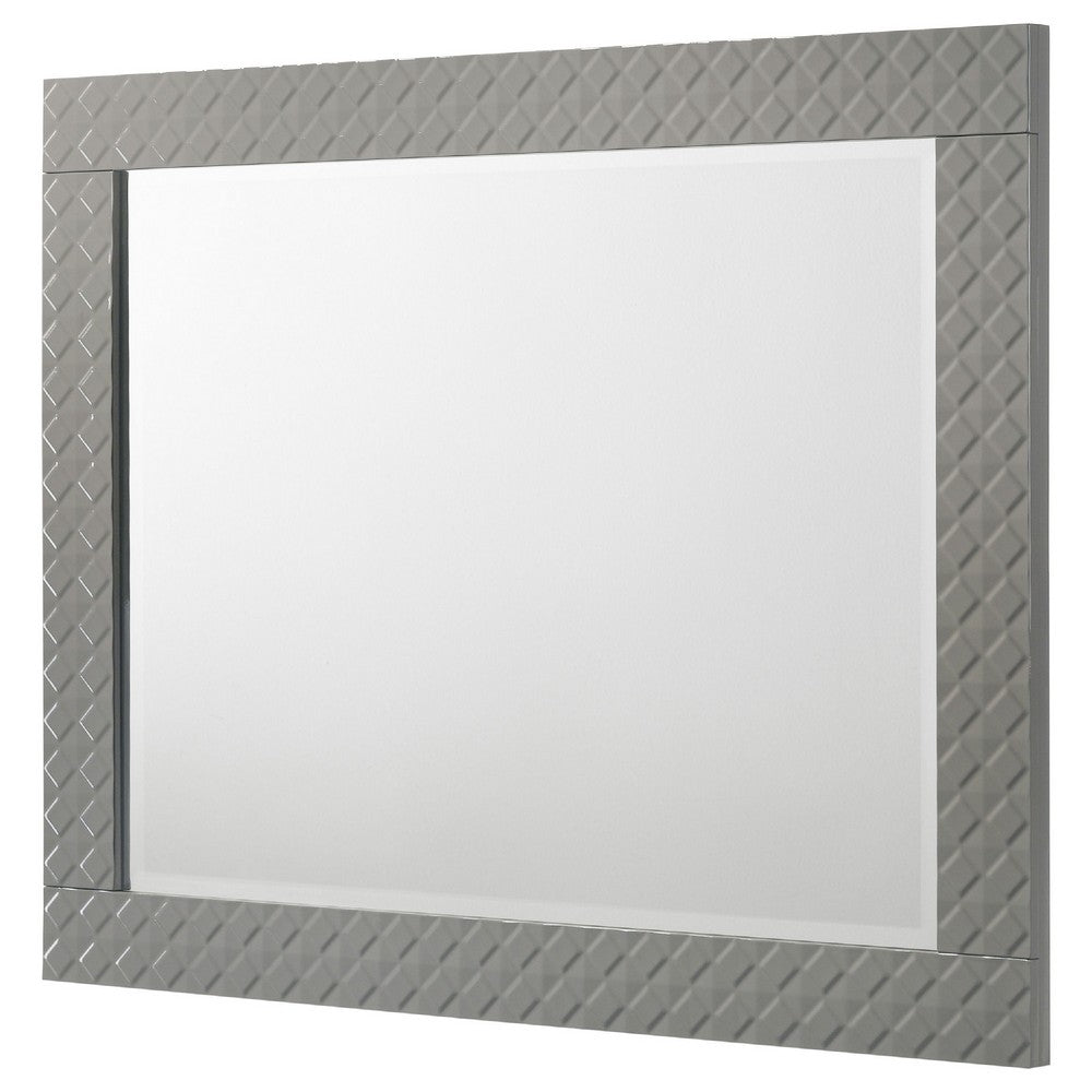 Ivon Dresser Mirror, Gray High Gloss Finish, Rectangular 37 Inch