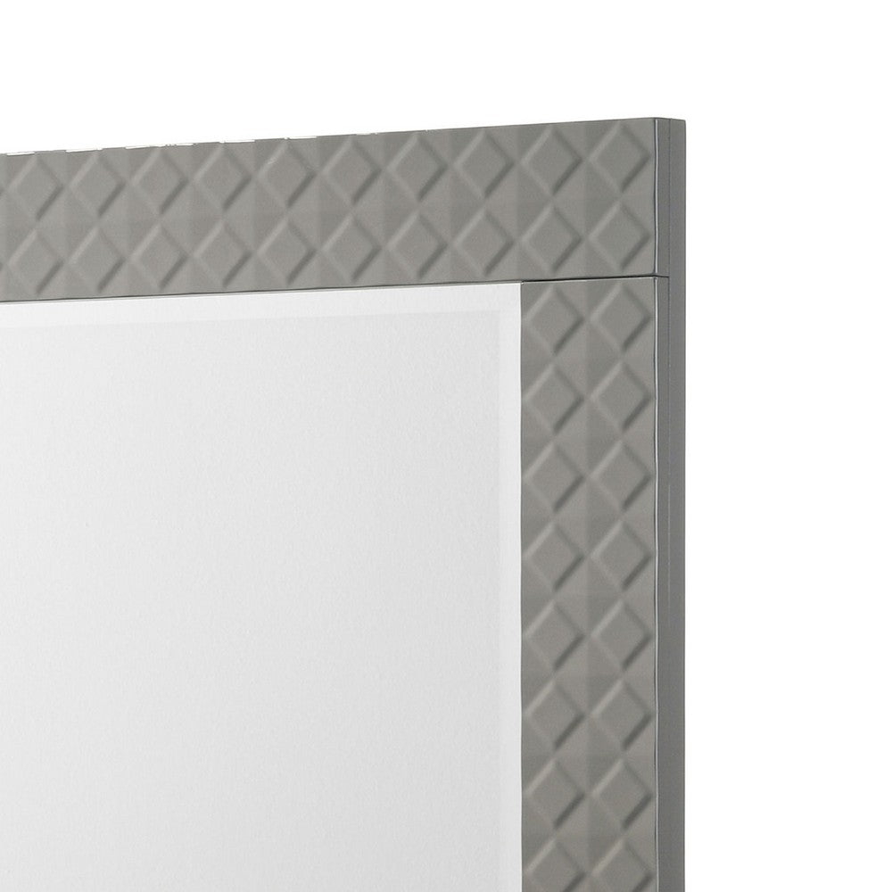 Ivon Dresser Mirror, Gray High Gloss Finish, Rectangular 37 Inch