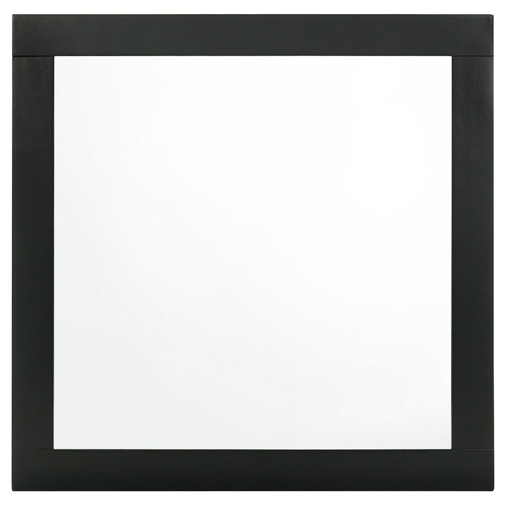 Caer Dresser Mirror, Rectangular Classic Black Asian Hardwood 35 Inch