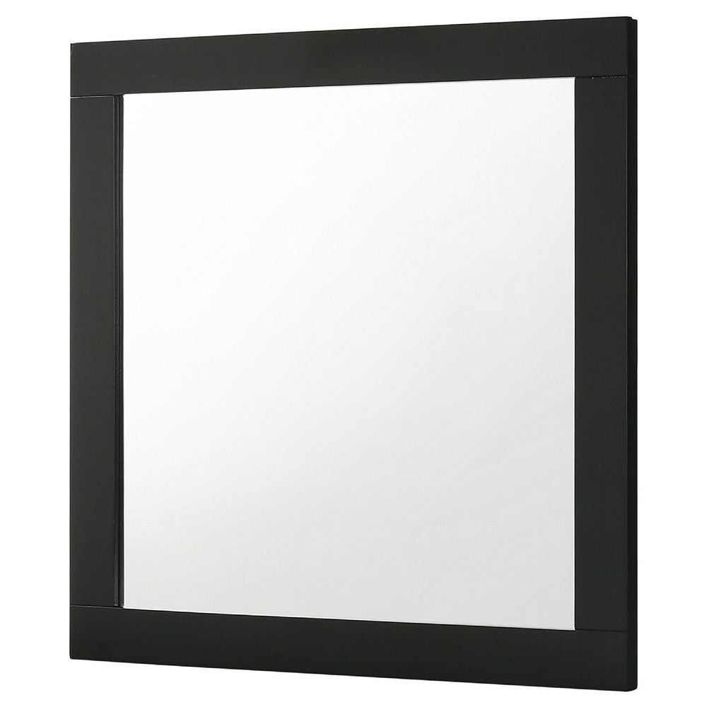 Caer Dresser Mirror, Rectangular Classic Black Asian Hardwood 35 Inch